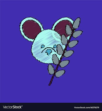 Flat shading style icon koala and plant vector image