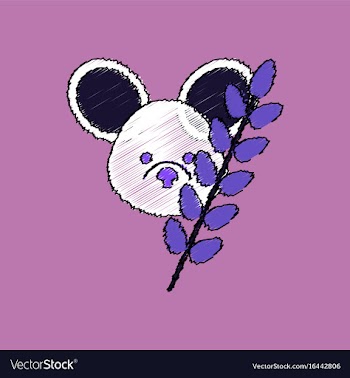 Flat shading style icon koala and plant vector image