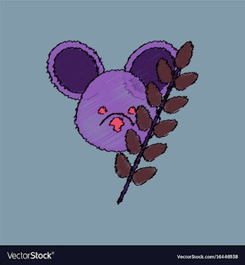 Flat shading style icon koala and plant vector image
