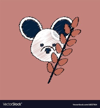 Flat shading style icon koala and plant vector image