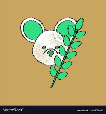 Flat shading style icon koala and plant vector image