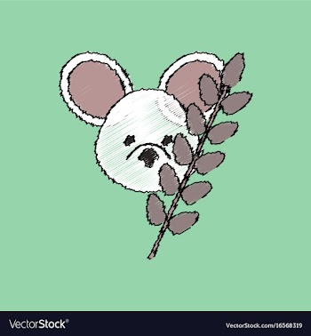 Flat shading style icon koala and plant vector image