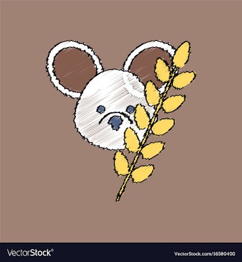 Flat shading style icon koala and plant vector image
