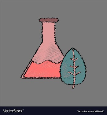 Flat shading style icon lab flask with leaf vector image