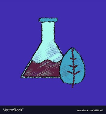 Flat shading style icon lab flask with leaf vector image