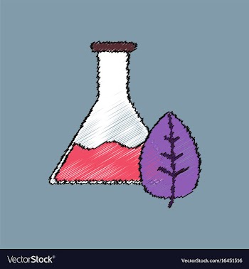 Flat shading style icon lab flask with leaf vector image