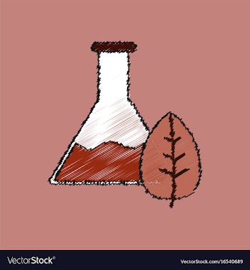 Flat shading style icon lab flask with leaf vector image