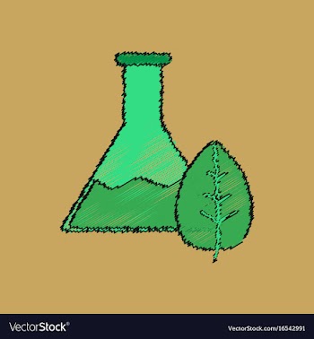Flat shading style icon lab flask with leaf vector image
