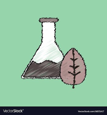 Flat shading style icon lab flask with leaf vector image