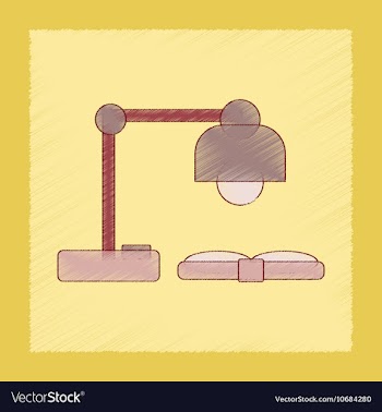 Flat shading style icon lamp open book vector image