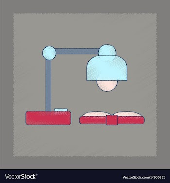 Flat shading style icon lamp open book vector image