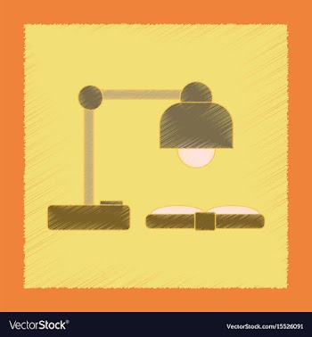 Flat shading style icon lamp open book vector image