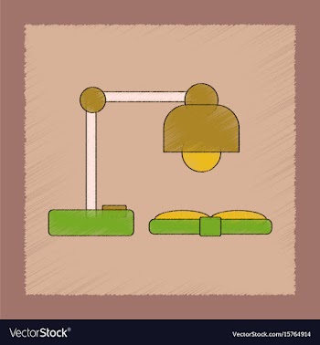 Flat shading style icon lamp open book vector image
