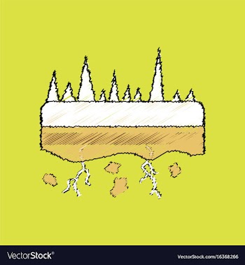 Flat shading style icon land roots vector image