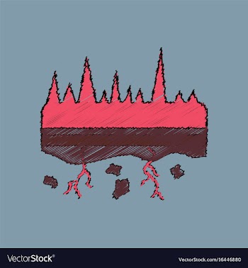 Flat shading style icon land roots vector image