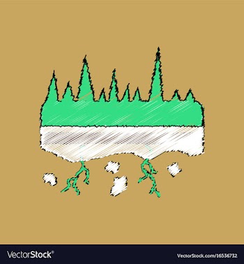 Flat shading style icon land roots vector image