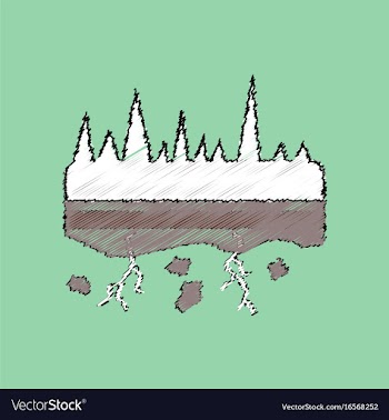 Flat shading style icon land roots vector image
