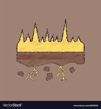 Flat shading style icon land roots vector image