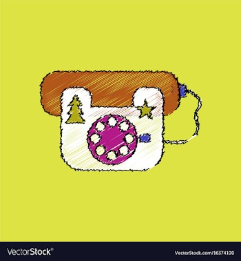 Flat shading style icon landline phone vector image