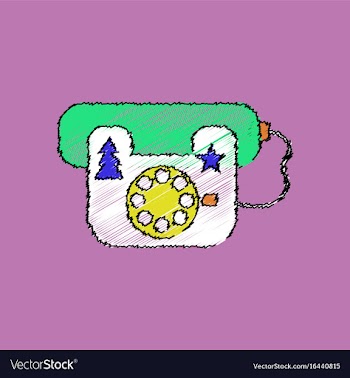 Flat shading style icon landline phone vector image