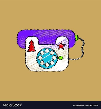 Flat shading style icon landline phone vector image