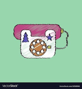 Flat shading style icon landline phone vector image
