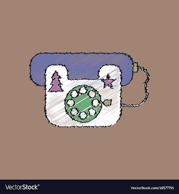 Flat shading style icon landline phone vector image