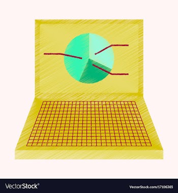 Flat shading style icon laptop chart vector image