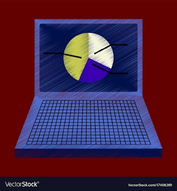 Flat shading style icon laptop chart vector image