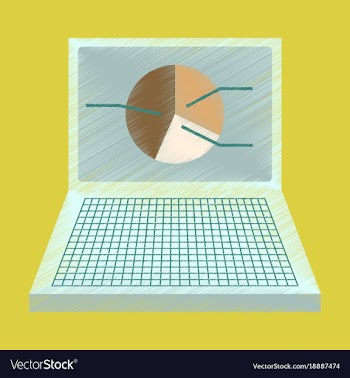 Flat shading style icon laptop chart vector image