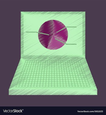 Flat shading style icon laptop chart vector image