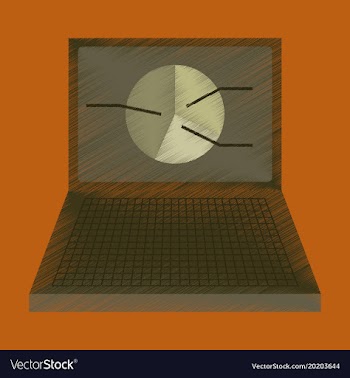 Flat shading style icon laptop chart vector image