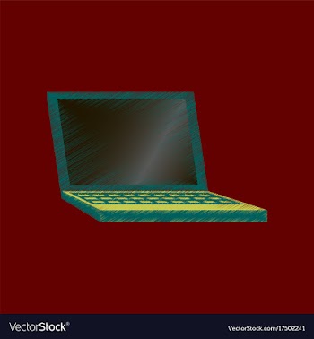 Flat shading style icon laptop notebook vector image