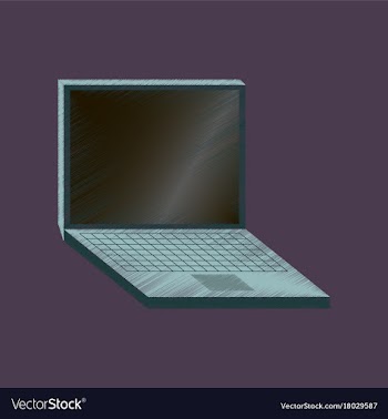 Flat shading style icon laptop notebook vector image