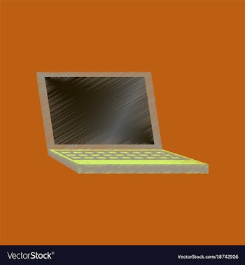 Flat shading style icon laptop notebook vector image