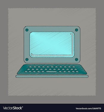 Flat shading style icon laptop vector image