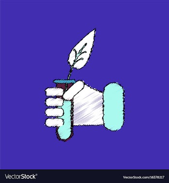 Flat shading style icon leaf in test tube vector image