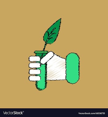 Flat shading style icon leaf in test tube vector image