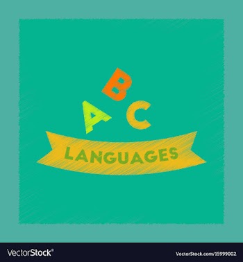 Flat shading style icon letters languages vector image