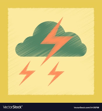 Flat shading style icon lightning cloud vector image