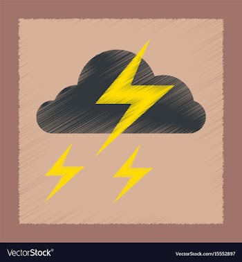 Flat shading style icon lightning cloud vector image