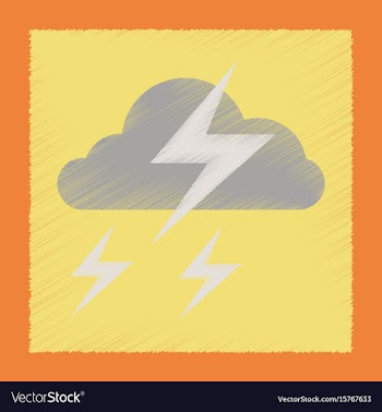 Flat shading style icon lightning cloud vector image