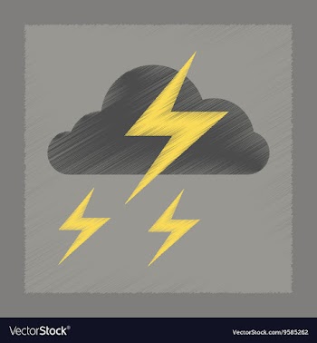 Flat shading style icon lightning cloud vector image