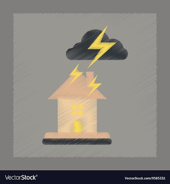 Flat shading style icon lightning house vector image