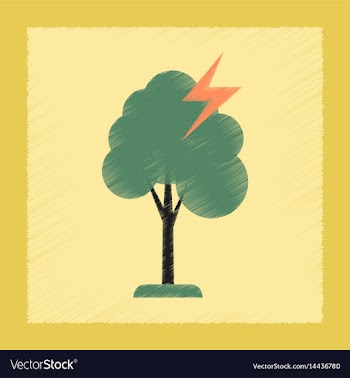 Flat shading style icon lightning tree vector image