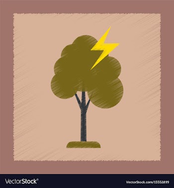 Flat shading style icon lightning tree vector image