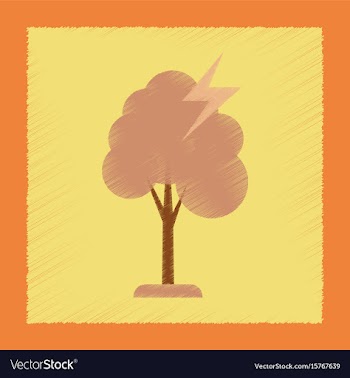 Flat shading style icon lightning tree vector image