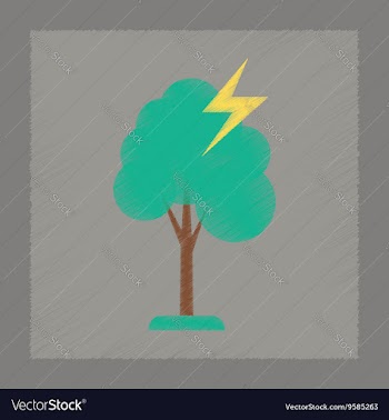 Flat shading style icon lightning tree vector image