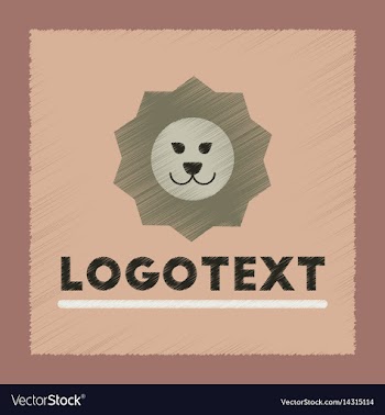 Flat shading style icon lion logo vector image