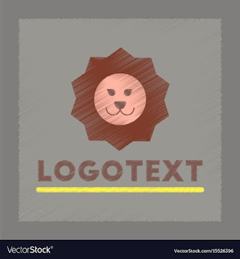 Flat shading style icon lion logo vector image